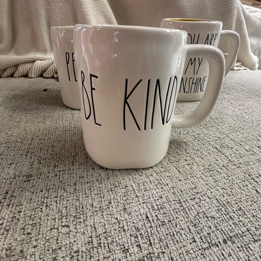 Rae Dunn White Mugs Be Kind